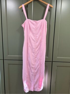 The Vintage Shop Pink Button-Front Slip Dress